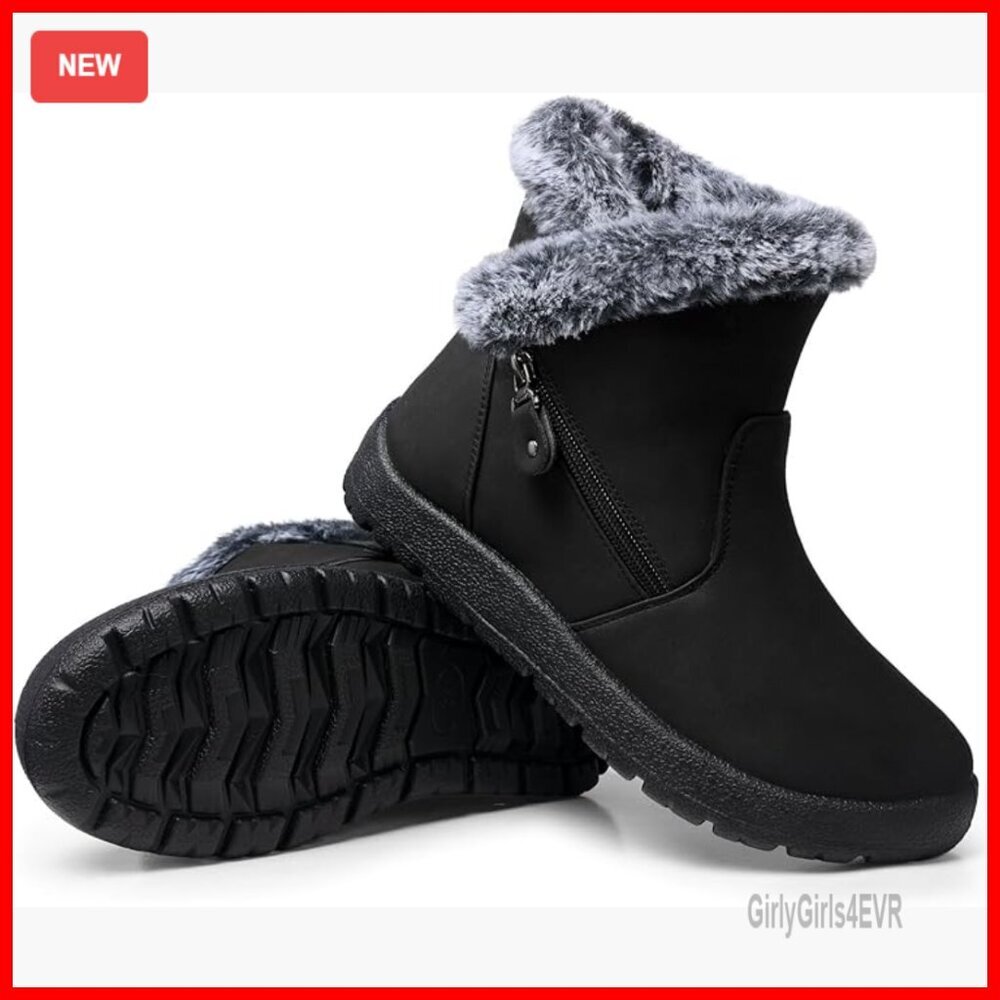 Women's Waterproof Snow Boots Ankle Fur Lined Winter Shoes Insulated